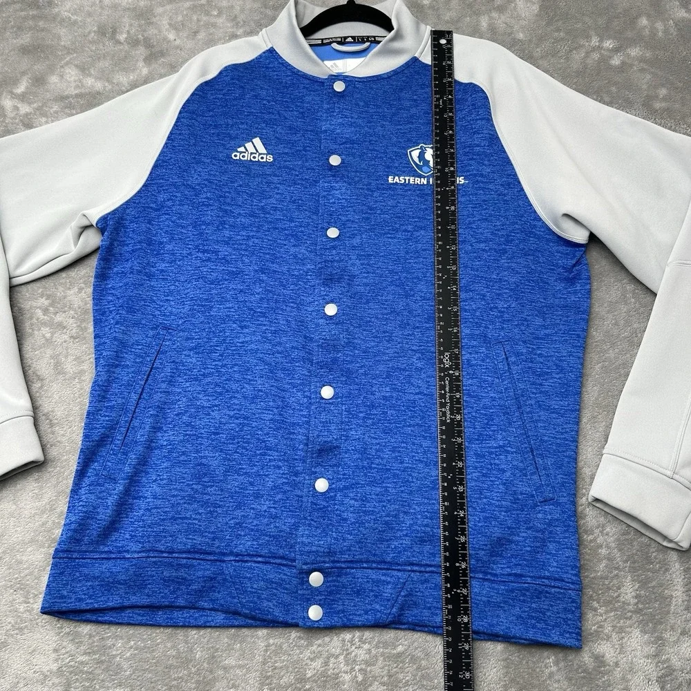 Adidas Eastern ILLINOIS Varsity Players Jacket Button Up Logo Blue Men's Large L